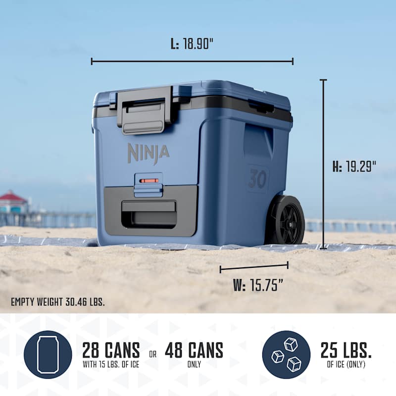 Ninja FrostVault™ 30qt Wheeled Cooler with Dry Zone, Lakeshore Blue