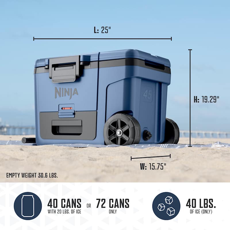 Ninja FrostVault™ 45qt Wheeled Cooler with Dry Zone, Lakeshore Blue